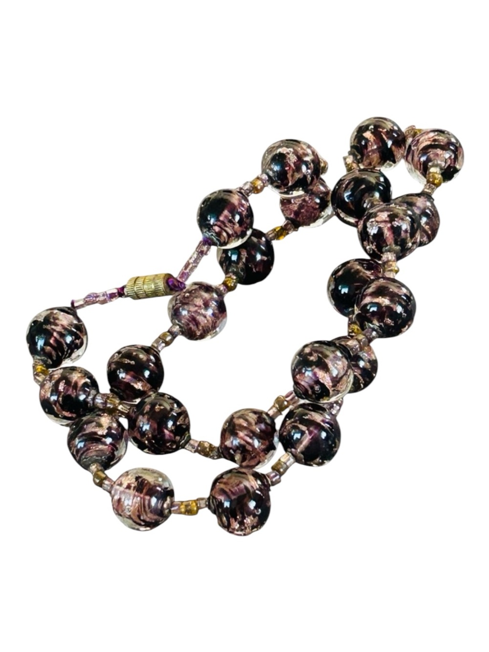 Art Deco 1930’s Italian Purple Sommerso Bead Necklace